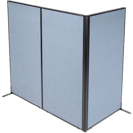 Interion By Global Industrial Interion Freestanding 3-Panel Corner Room Divider, 36-1/4inW x 72inH Panels, Blue 695051BL